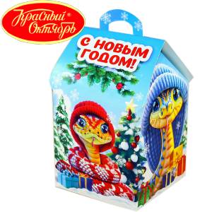 Сладкий подарок на Новый Год в картонной упаковке весом 600 грамм по цене 654 руб в Собинке