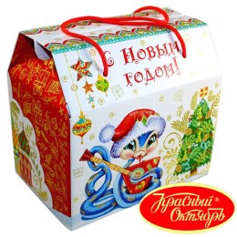 Детский новогодний подарок в картонной упаковке весом 950 грамм по цене 1108 руб в Собинке